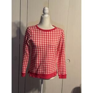 Talbots Small‎ Petite Pink and White Gingham Check Sweatshirt